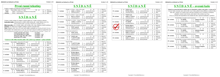 Jídelníček na hubnutí-snídaně